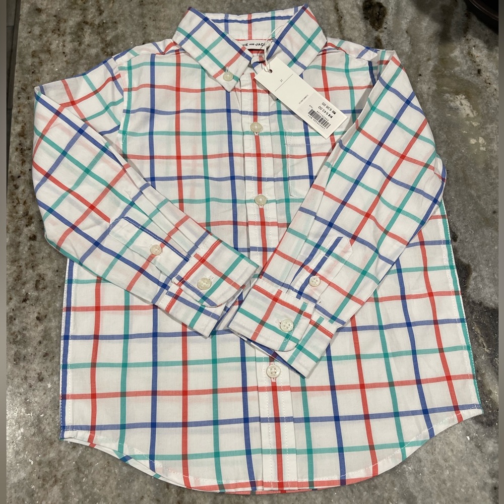Janie andJack Boys Checkered Button
Down Shirt multi colored.